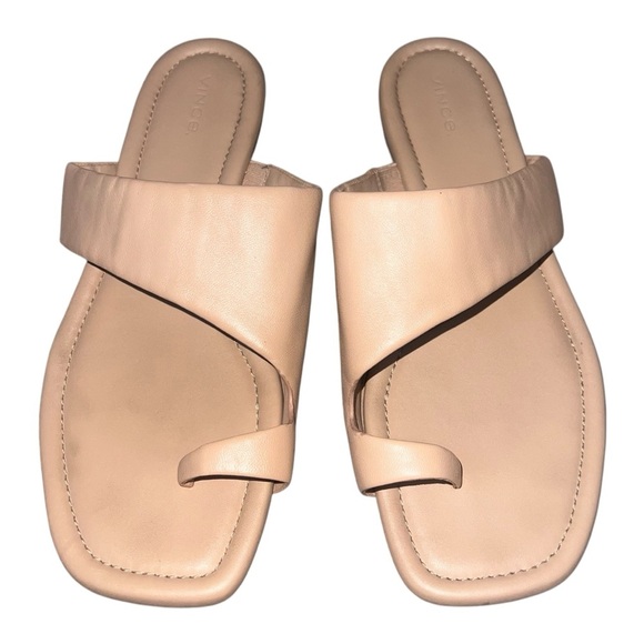 Vince Women’s Tan Leather Toe Loop Minimalist Sandals Size 10 - Picture 1 of 9